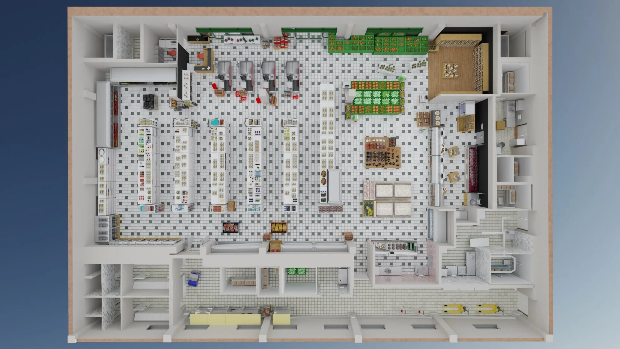 Coop Capoliveri, vista dall’alto del nuovo layout del punto vendita