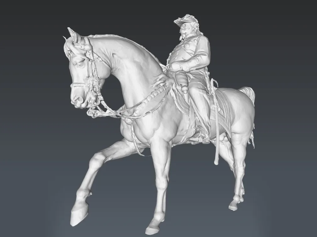 Statua di Vittorio Emanuele II, mesh del gruppo equestre vista di lato