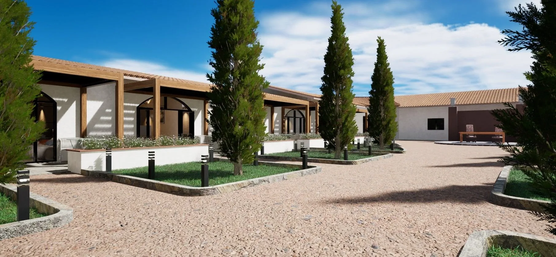 Wine Resort in Toscana, la corte interna navigabile in 3DRS